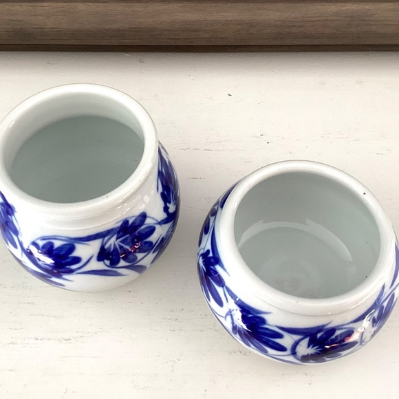 Vintage Sheepscot River Pottery BLUE FLORAL 2 Vases Studio Pottery Maine 1991 - Picture 8 of 12